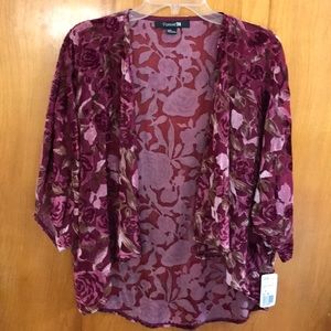 < NWT Forever 21 Floral Burn Out Kimono - M